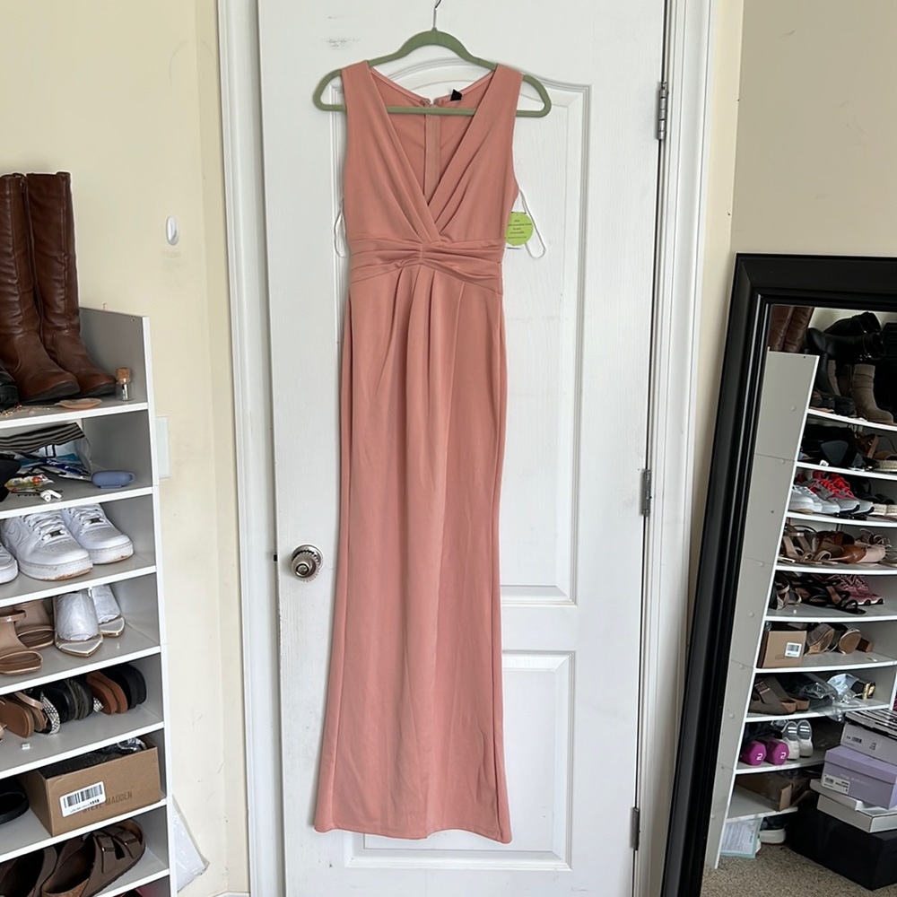 Formal crepe wrap dress